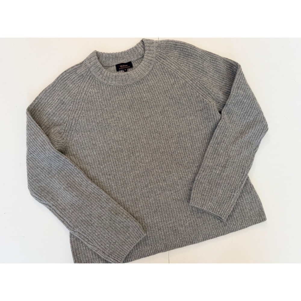 Quince Mongolian Cashmere Shrunken Trapeze Crewneck Sweater Grey Small SHWDC01